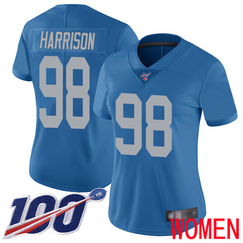 Detroit Lions Limited Blue Women Damon Harrison Alternate Jersey NFL Football #98 100th Season Vapor Untouchable->women nfl jersey->Women Jersey
